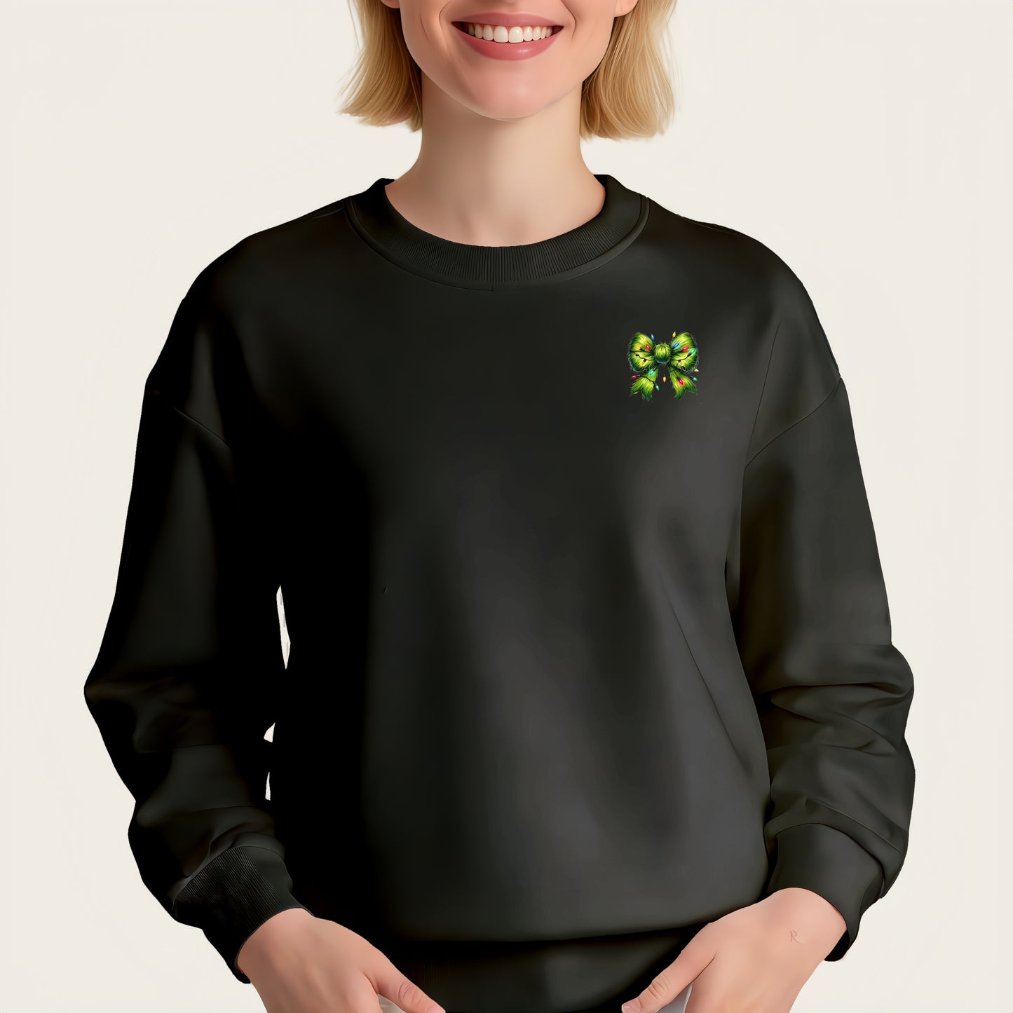 Green Christmas Bow Heat Transfer Sticker