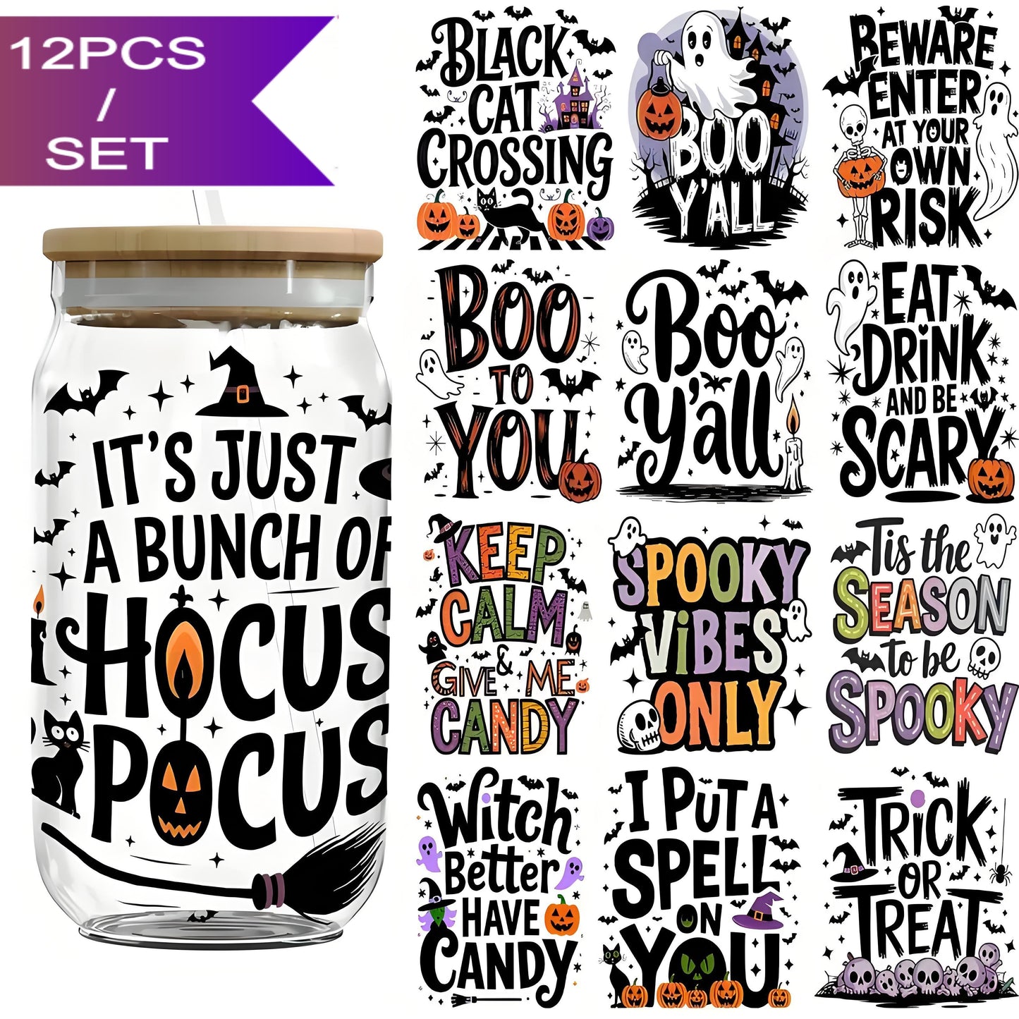 (12PCS/SET)Halloween UV DTF Film Transfer Paper