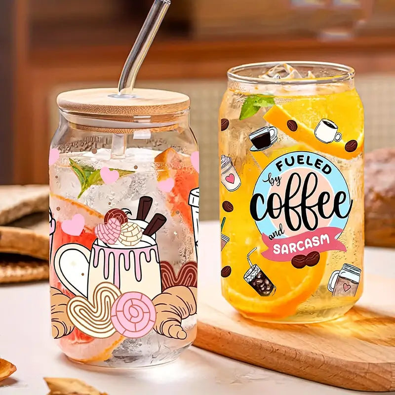 Postive UV DTF cup packaging decal printing sticker DTF transfer sticker 16 oz glass jar packaging
