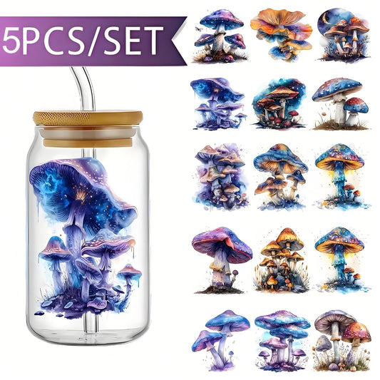 Starry Sky Mushroom House Theme UV DTF Transfer Sticker