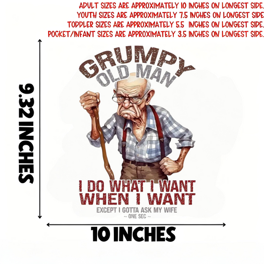 Funny "Grumpy Old Man" Iron-On Transfer