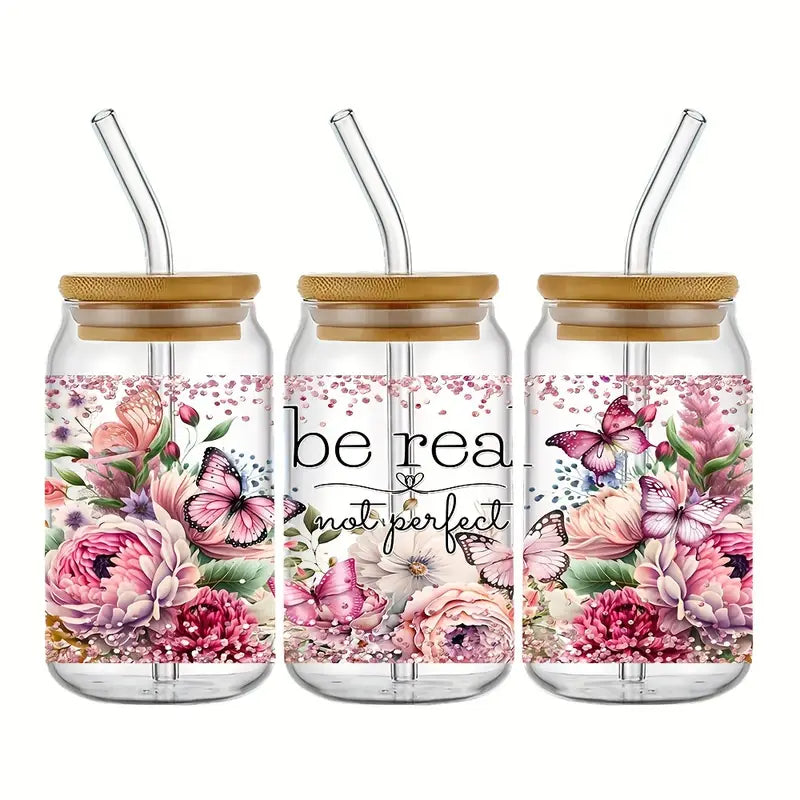 Postive UV DTF cup packaging decal printing sticker DTF transfer sticker 16 oz glass jar packaging