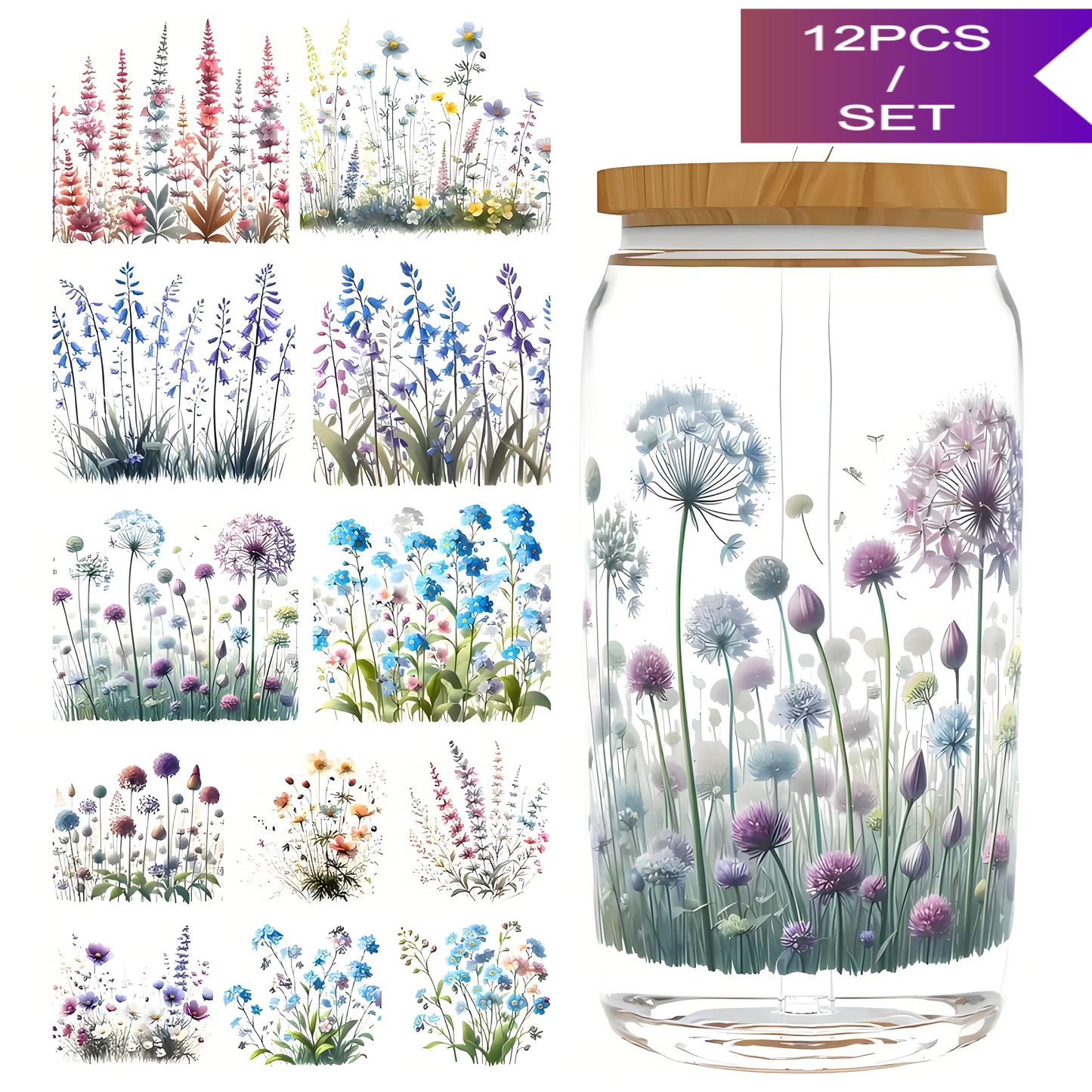 (12PCS/SET)Spring Wildflowers Series Design UV DTF Sticker