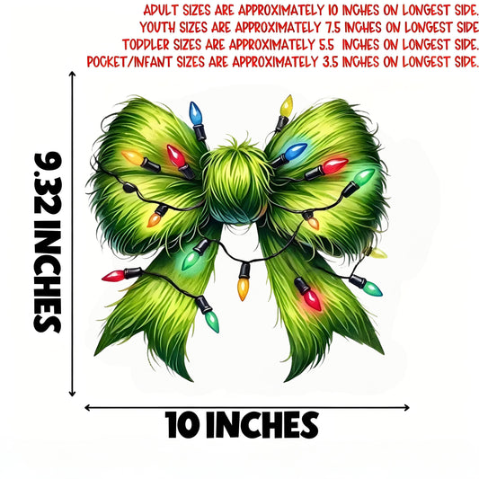 Green Christmas Bow Heat Transfer Sticker