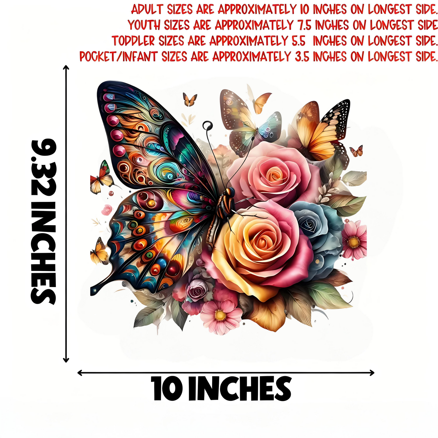 Colorful butterfly and flower pattern iron-on transfer