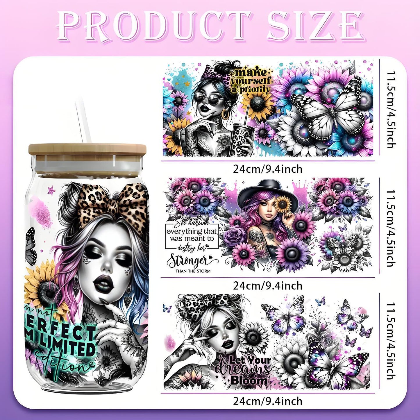 (4PCS/SET)UV waterproof transfer paper for 16 oz cups