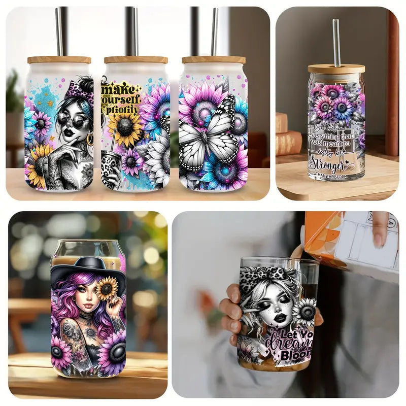 (4PCS/SET)UV waterproof transfer paper for 16 oz cups