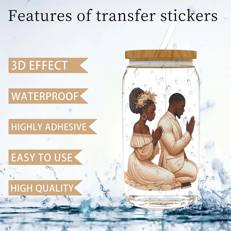 Praying Hands Couple Spiritual Art Theme Adhesive Transfer Paper UV DTF Transfer Paper