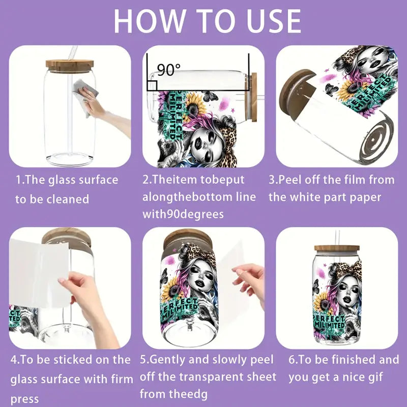 (4PCS/SET)UV waterproof transfer paper for 16 oz cups