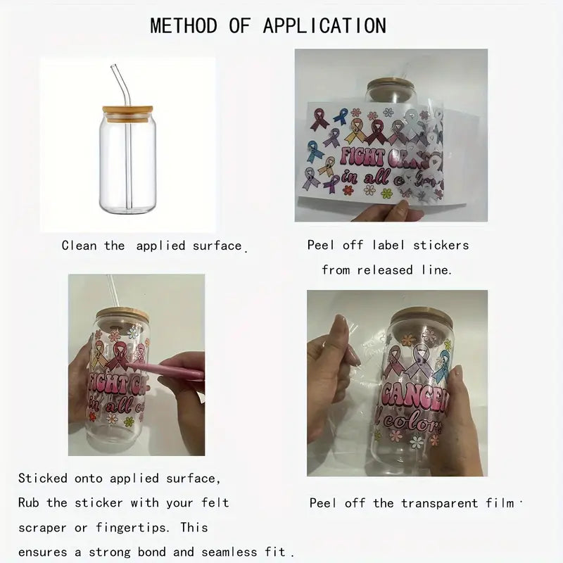 Postive UV DTF cup packaging decal printing sticker DTF transfer sticker 16 oz glass jar packaging
