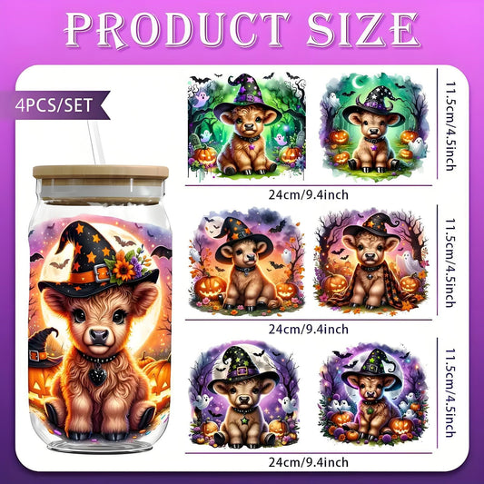 (8PCS/SET)Halloween Highland Cow UV DTF Transfer Paper