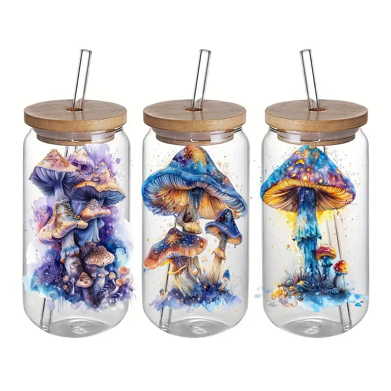 Starry Sky Mushroom House Theme UV DTF Transfer Sticker
