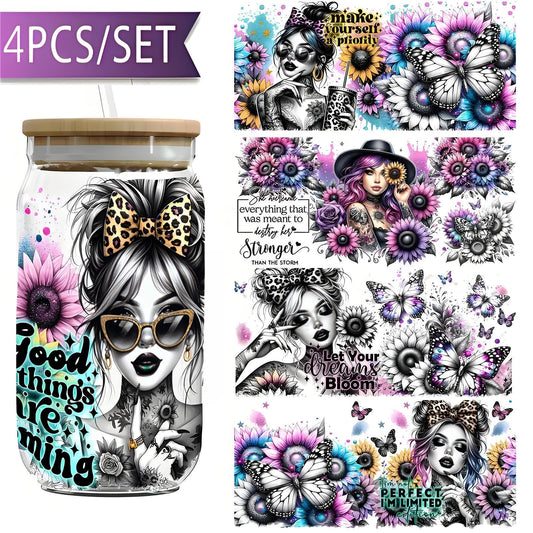 (4PCS/SET)UV waterproof transfer paper for 16 oz cups