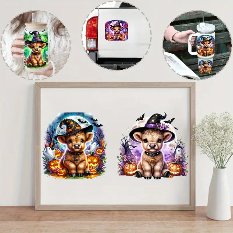 (8PCS/SET)Halloween Highland Cow UV DTF Transfer Paper