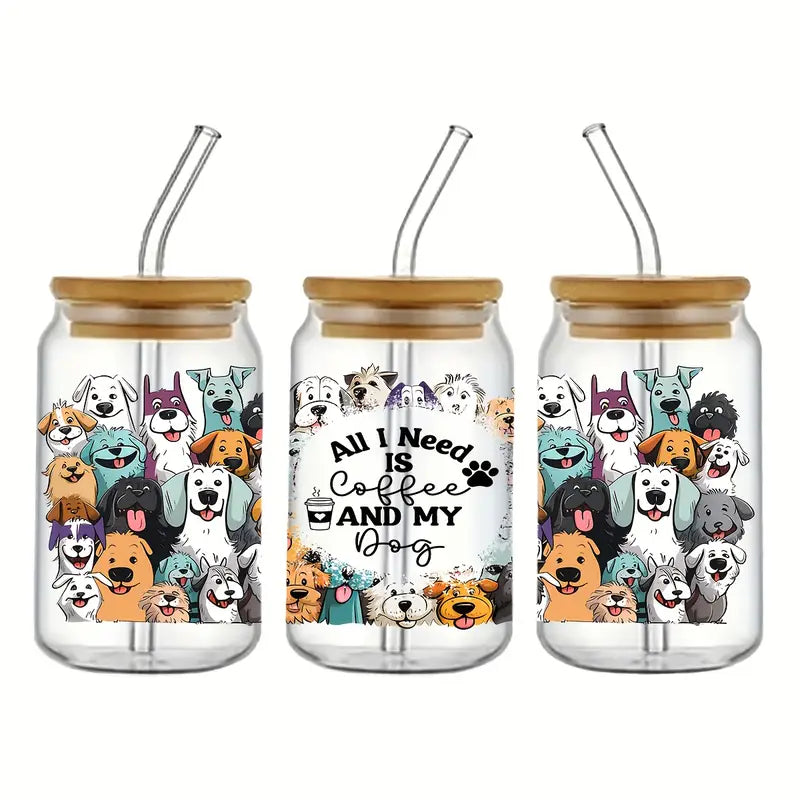Dog UV DTF Transfer Paper Libbey Tumbler DIY Packaging Transfer Paper for 16 oz Tumbler Waterproof Transfer Paper Bottle