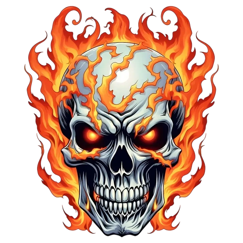 Flame skull pattern heat transfer ironing