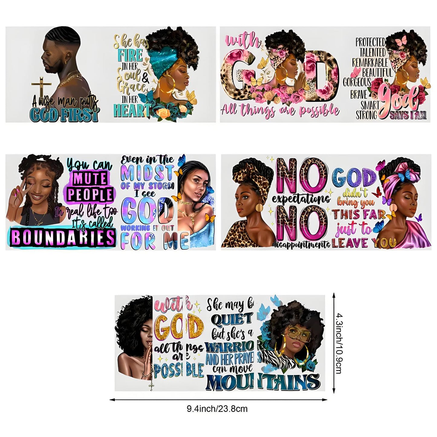 Inspirational Black Queen UV DTF glass packaging transfer sticker