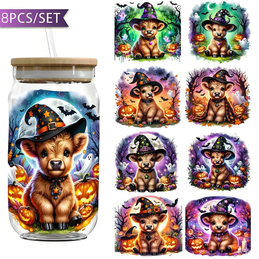 (8PCS/SET)Halloween Highland Cow UV DTF Transfer Paper