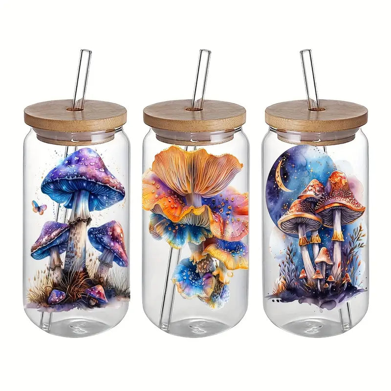 Starry Sky Mushroom House Theme UV DTF Transfer Sticker