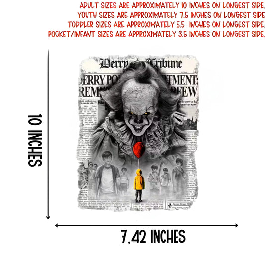 Clown newspaper pattern iron-on transfer sticker