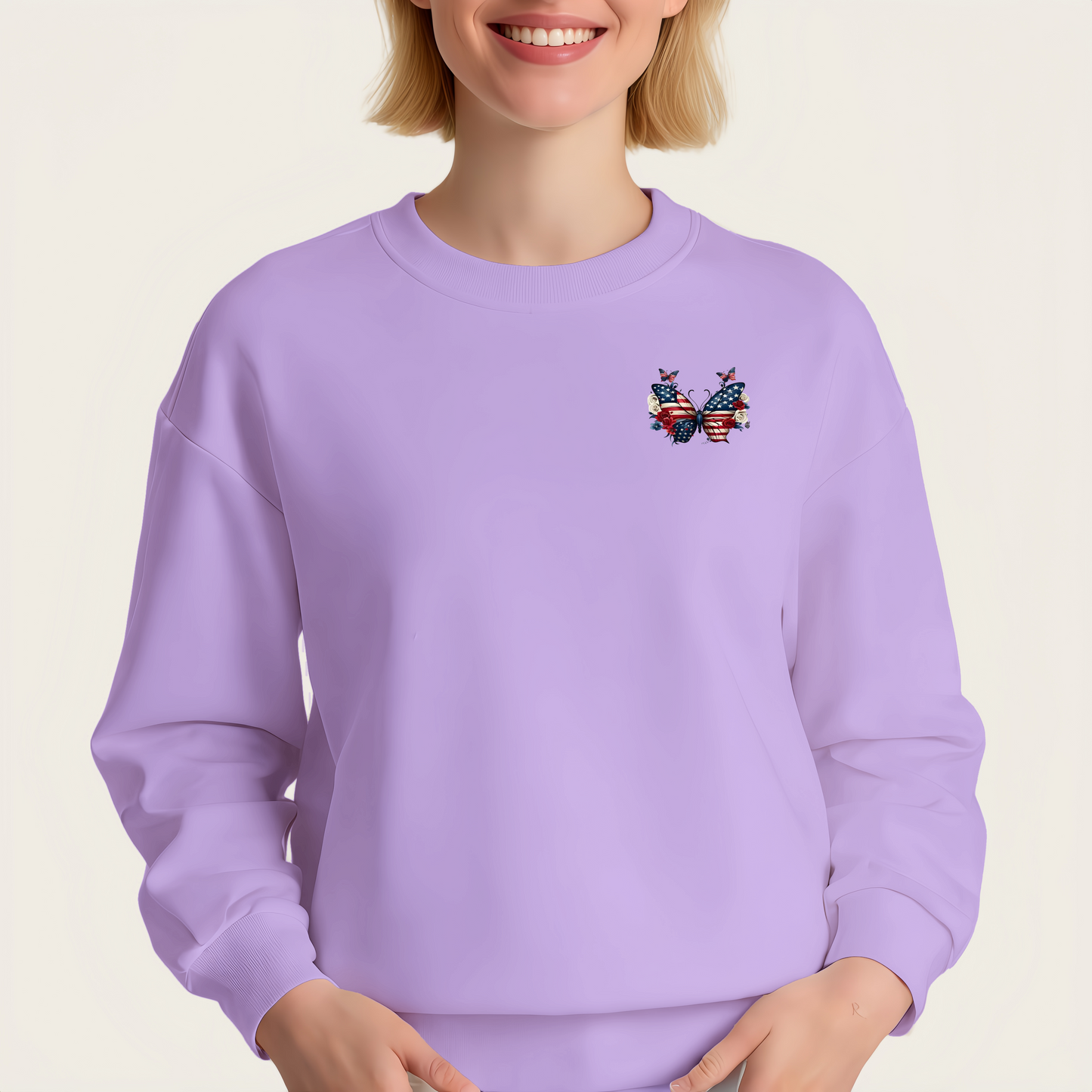 Patriotic American flag butterfly iron-on transfer sticker