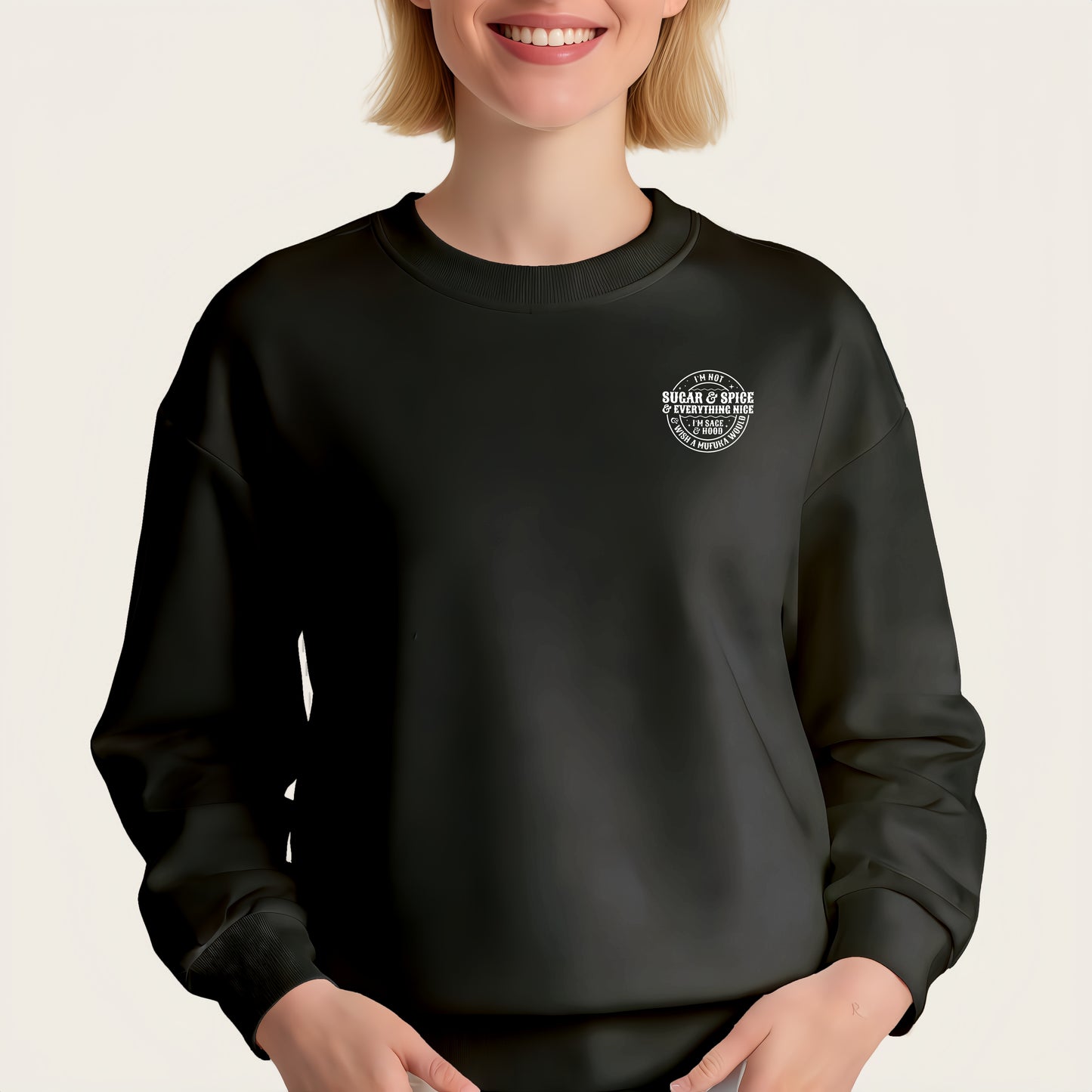 "I'm Not Sugar & Spice" and "I'm Sace Mufuka" designed iron-on transfer stickers