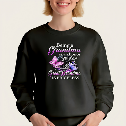 “Being a Grandma is an honor Being a Great Grandma is priceless” Ironing transfer