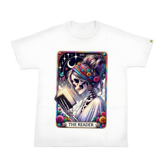 Tarot Style Skull Woman Reading Heat Transfer Iron-On