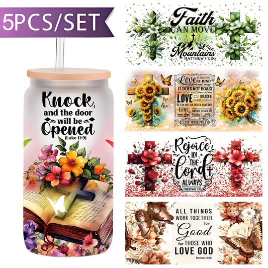 Religious 16 oz glass jar packaging transfer paper UV DTF high self-adhesive transfer paper