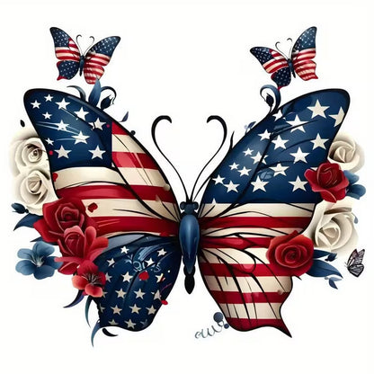 Patriotic American flag butterfly iron-on transfer sticker