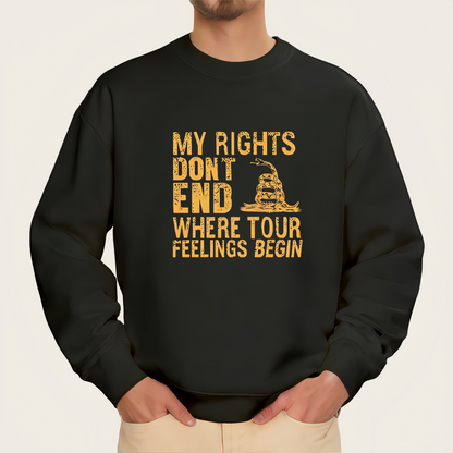"MY RIGHTS DON’T END WHERE YOUR FEELINGS BEGIN" iron-on transfer