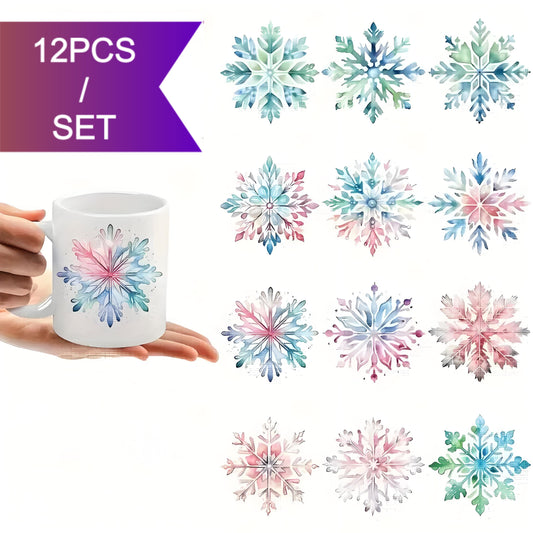 （12PCS/SET）UV DTF Vinyl Snowflake Stickers