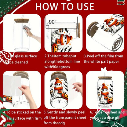 （12PCS/SET）Halloween Pumpkin Ghost UV DTF Transfer Paper Waterproof Scratc12