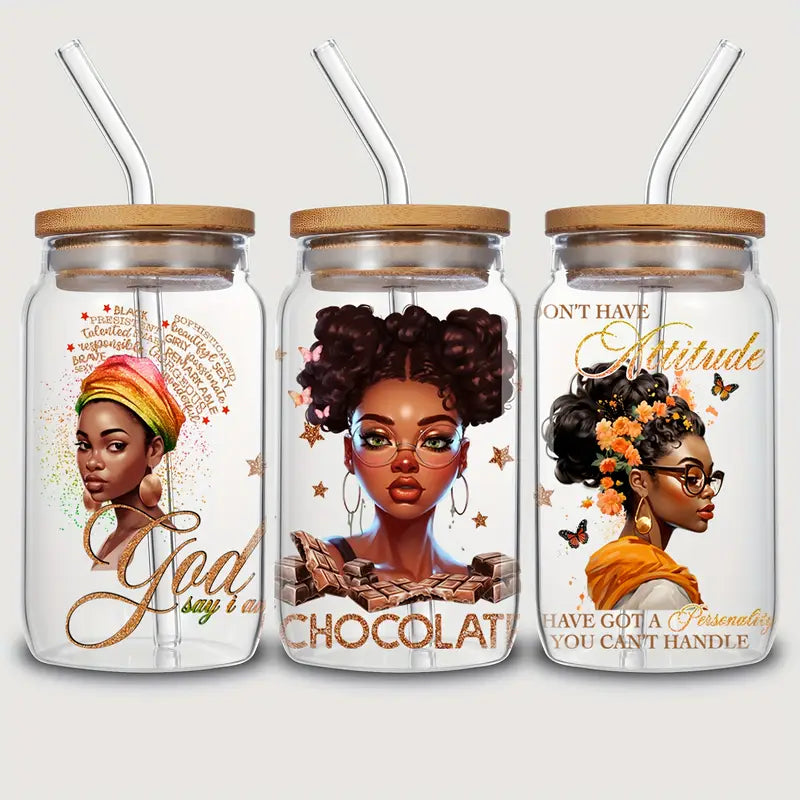 Cartoon Black Woman UV DTF Sticker