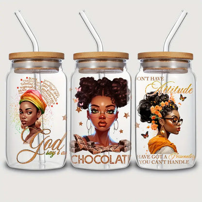 Cartoon Black Woman UV DTF Sticker