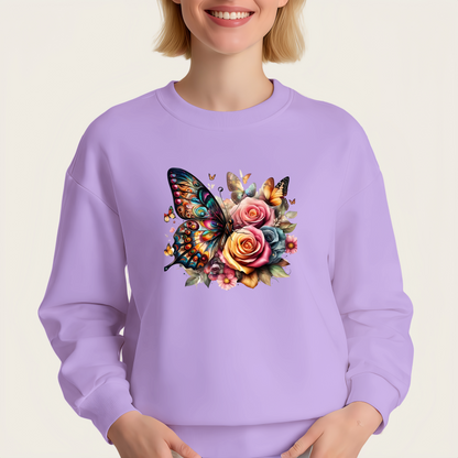 Colorful butterfly and flower pattern iron-on transfer