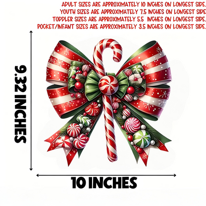 Christmas candy bow iron transfer stickers