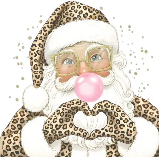 Leopard print Santa Claus heart hand shape iron transfer