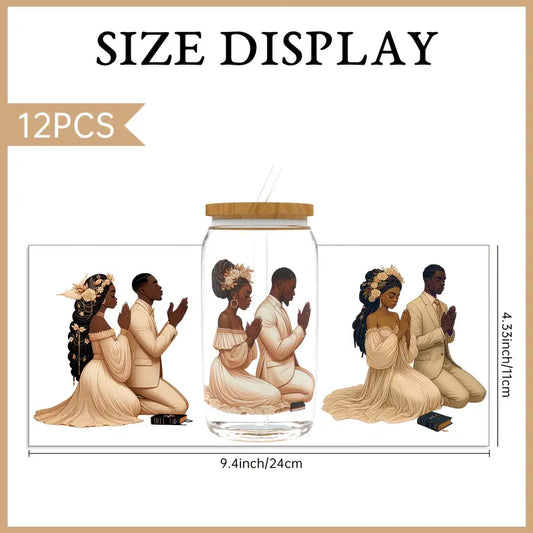 Praying Hands Couple Spiritual Art Theme Adhesive Transfer Paper UV DTF Transfer Paper