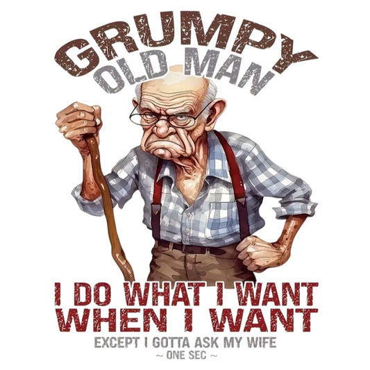 Funny "Grumpy Old Man" Iron-On Transfer
