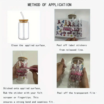 Postive UV DTF cup packaging decal printing sticker DTF transfer sticker 16 oz glass jar packaging