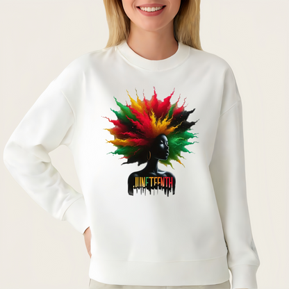 Vibrant Afrocentric design with bright 'Juneteenth' text iron-on transfer