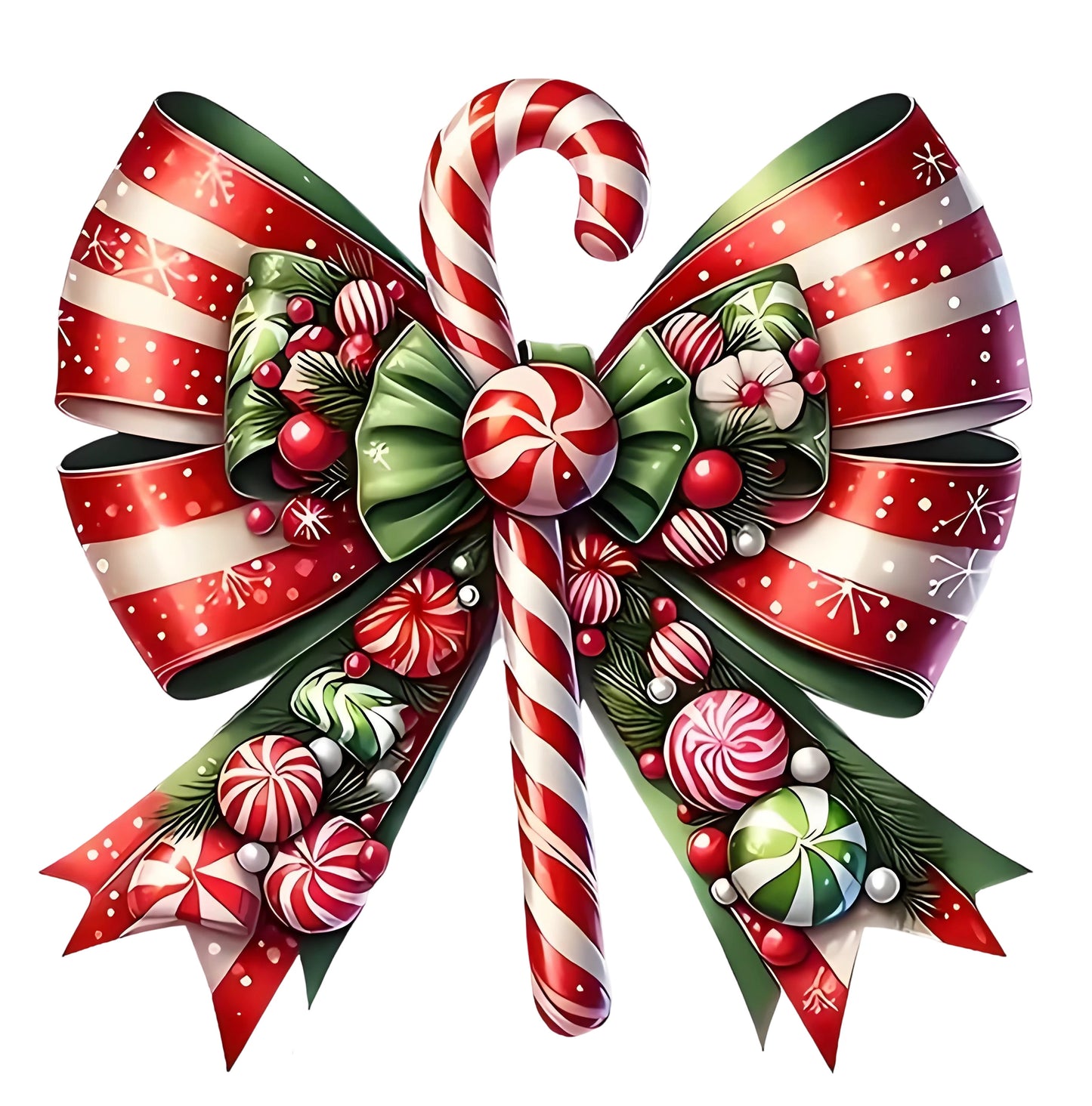 Christmas candy bow iron transfer stickers