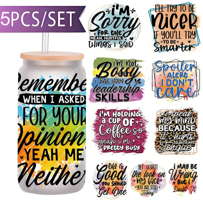 YVINNDY Watercolor Inspirational Quotes - 16oz UV DTF High Adhesion Self-Adhesive Stickers
