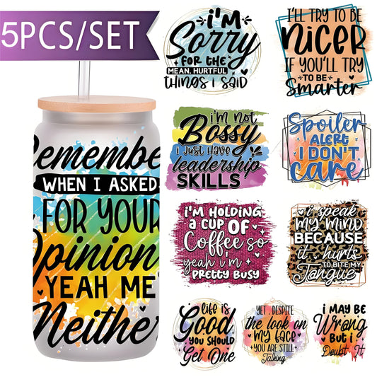 YVINNDY Watercolor Inspirational Quotes - 16oz UV DTF High Adhesion Self-Adhesive Stickers