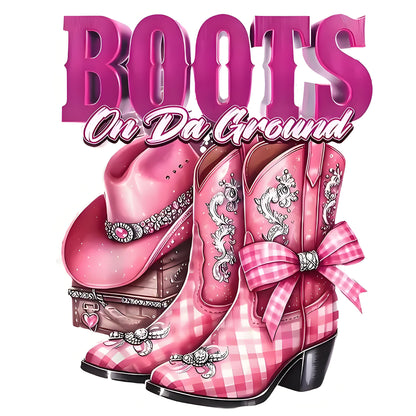 Vintage Western Cowboy Boots Iron-On Transfers