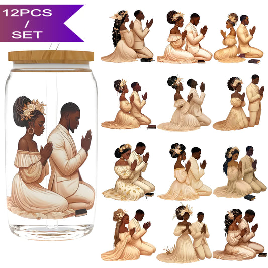 Praying Hands Couple Spiritual Art Theme Adhesive Transfer Paper UV DTF Transfer Paper