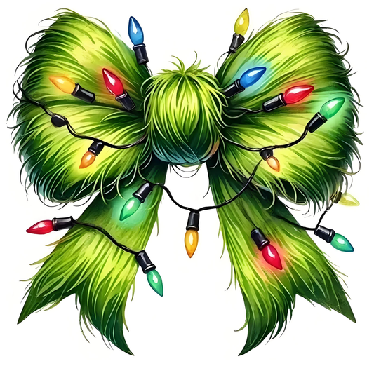 Green Christmas Bow Heat Transfer Sticker