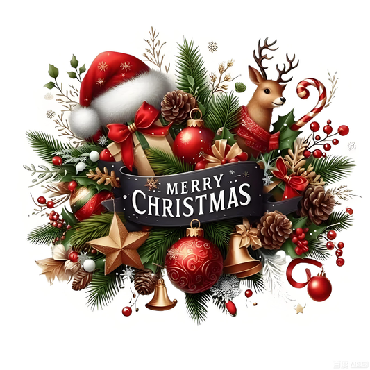 Christmas hat and reindeer themed iron transfer stickers