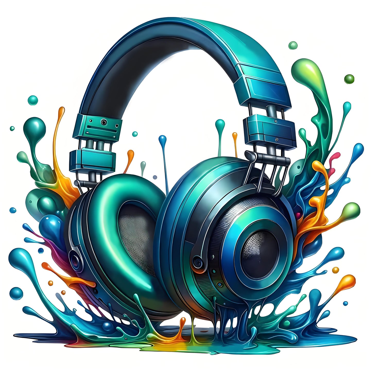 Splatter abstract 3D headphone pattern iron-on transfer sticker